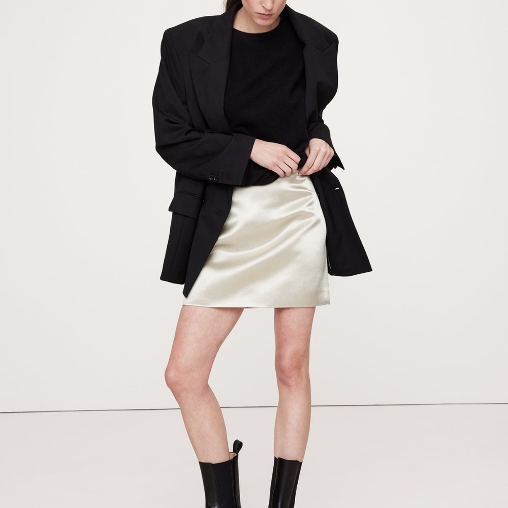Banana Republic Satin Mini Skirt in Natural Beige